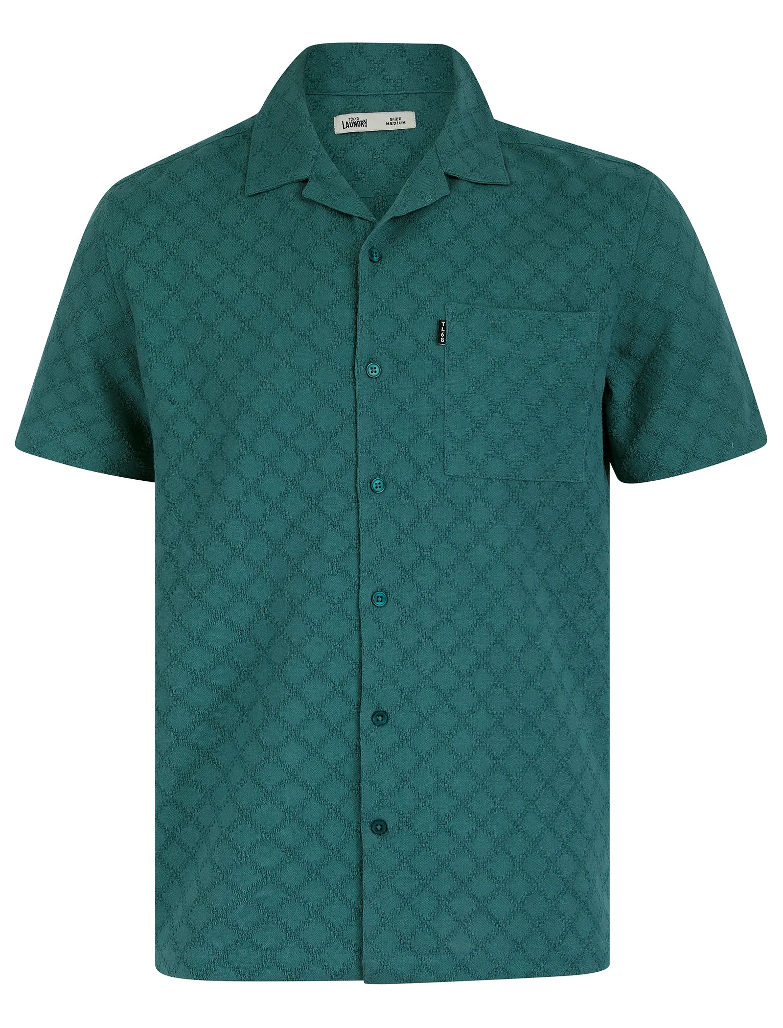 Alvaro Lightweight Cotton Short Sleeve Cuban Collar Summer Shirt in Teal - Tokyo Laundry sold by Tokyo Laundry