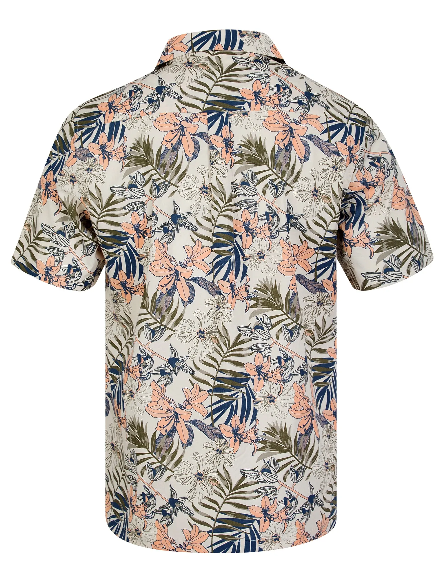 Flor Floral Print Short Sleeve Open Collar Cotton Hawaiian Shirt in White Sand - Tokyo Laundry sold by Tokyo Laundry product image thumbnail 2