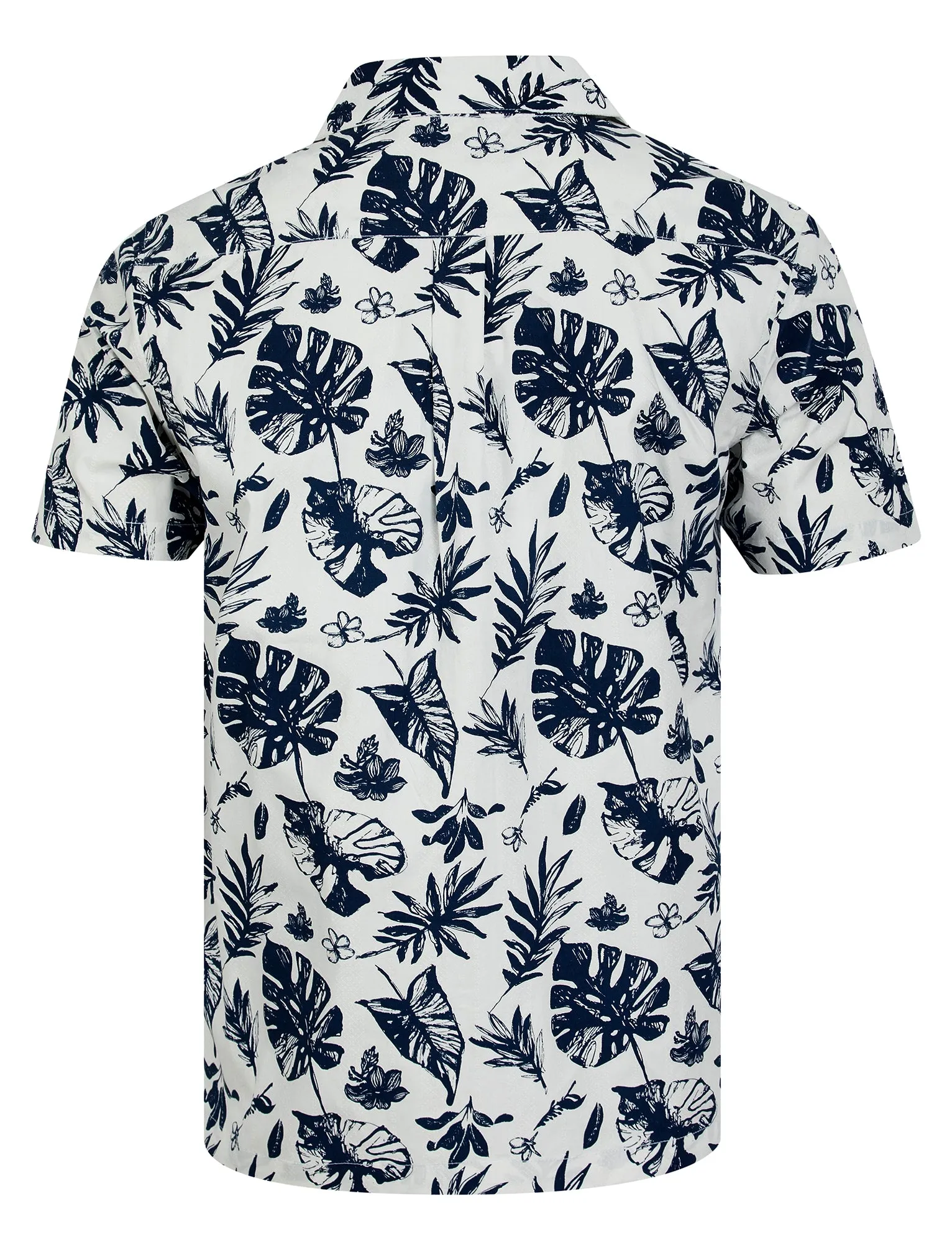 Patron de Hojas Tropical Palm Print Short Sleeve Open Collar Cotton Hawaiian Shirt in Snow White - Tokyo Laundry sold by Tokyo Laundry product image thumbnail 2