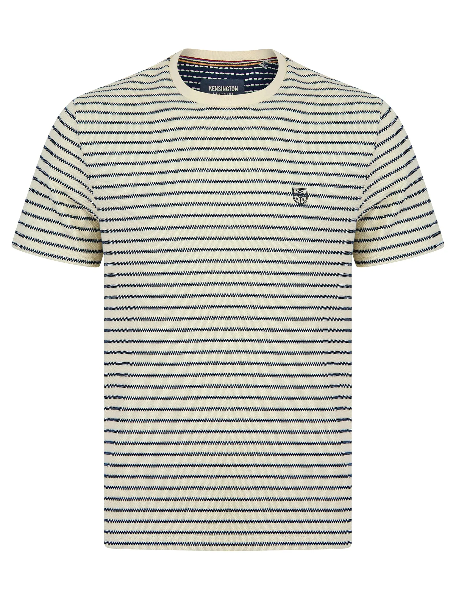 Wishford Stretch Cotton Striped Crew Neck T-Shirt in Jet Stream White - Kensington Eastside sold by Tokyo Laundry