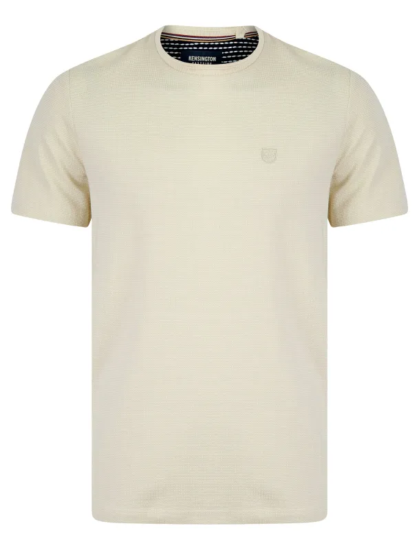 West Stretch Cotton Jacquard Weave Crew Neck T-Shirt in Jet Stream White - Kensington Eastside sold by Tokyo Laundry