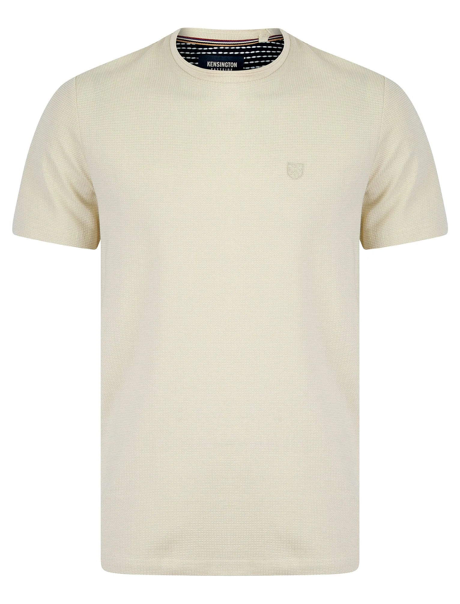 West Stretch Cotton Jacquard Weave Crew Neck T-Shirt in Jet Stream White - Kensington Eastside sold by Tokyo Laundry