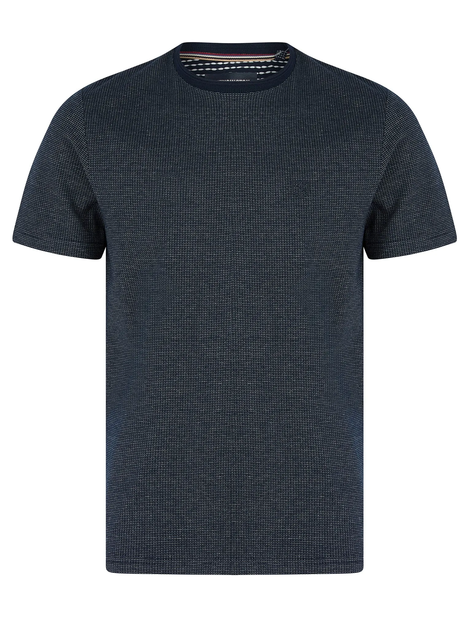 West Stretch Cotton Jacquard Weave Crew Neck T-Shirt in Sky Captain Navy - Kensington Eastside sold by Tokyo Laundry