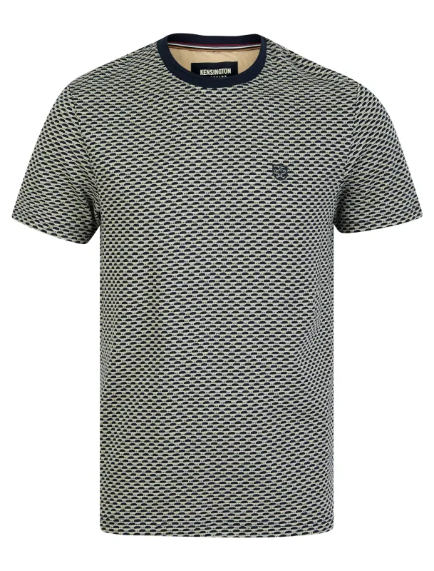 Wilditch Jacquard Weave Cotton Crew Neck T-Shirt in Sky Captain Navy - Kensington Eastside sold by Tokyo Laundry