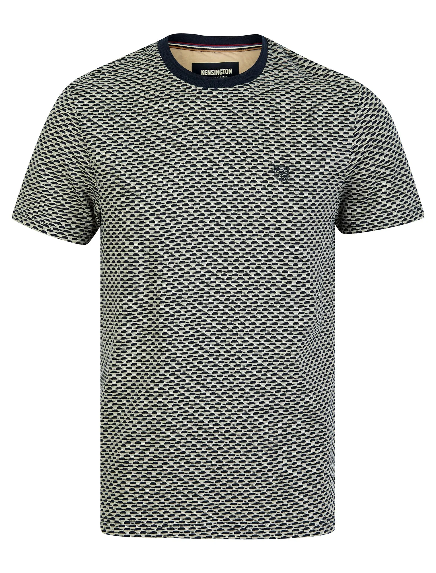 Wilditch Jacquard Weave Cotton Crew Neck T-Shirt in Sky Captain Navy - Kensington Eastside sold by Tokyo Laundry