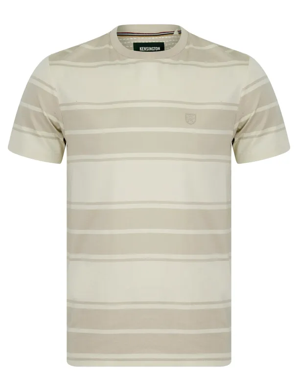 Whitecross Striped Cotton Jersey Crew Neck T-Shirt in Silver Lining - Kensington Eastside sold by Tokyo Laundry