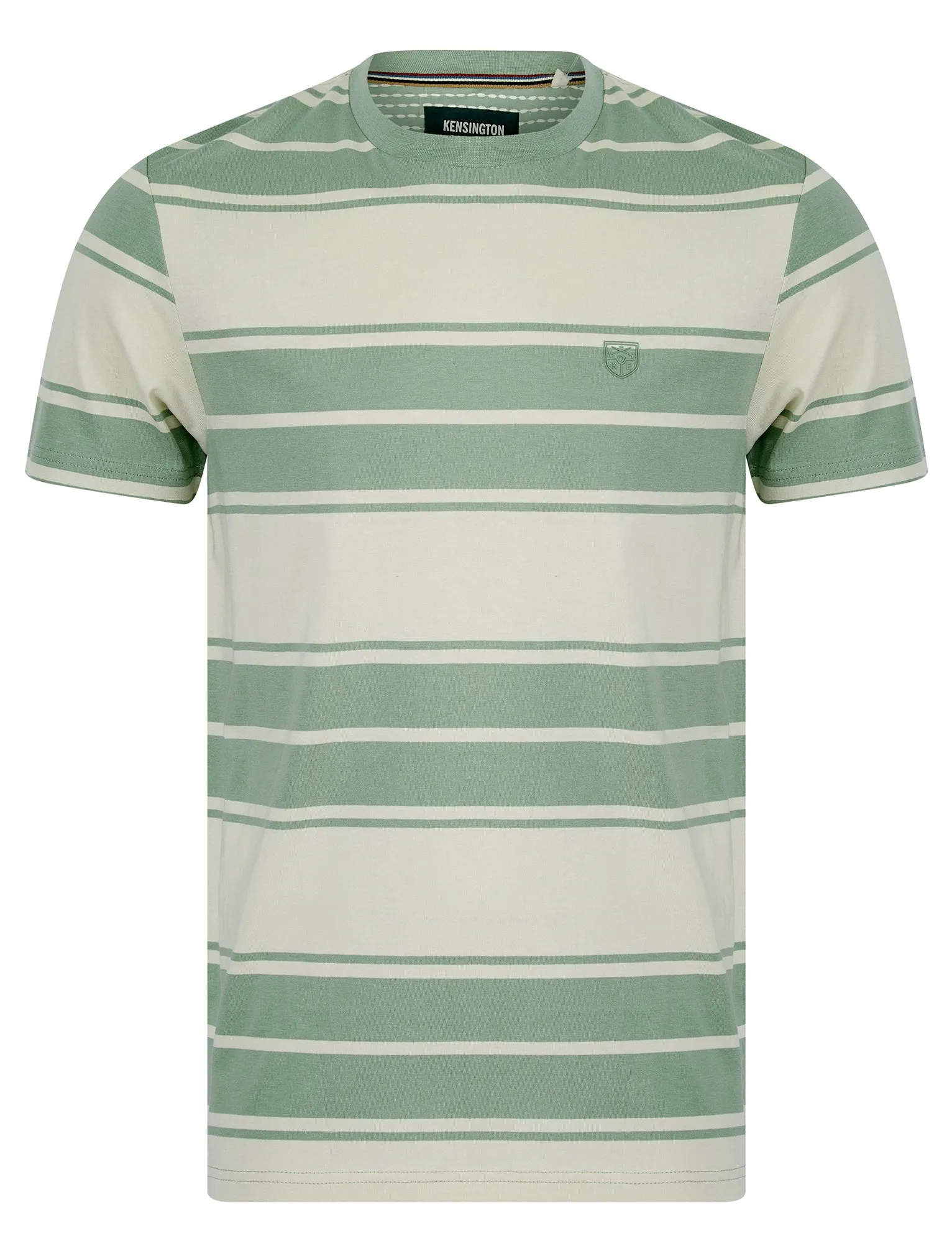 Whitecross Striped Cotton Jersey Crew Neck T-Shirt in Green Milieu - Kensington Eastside sold by Tokyo Laundry