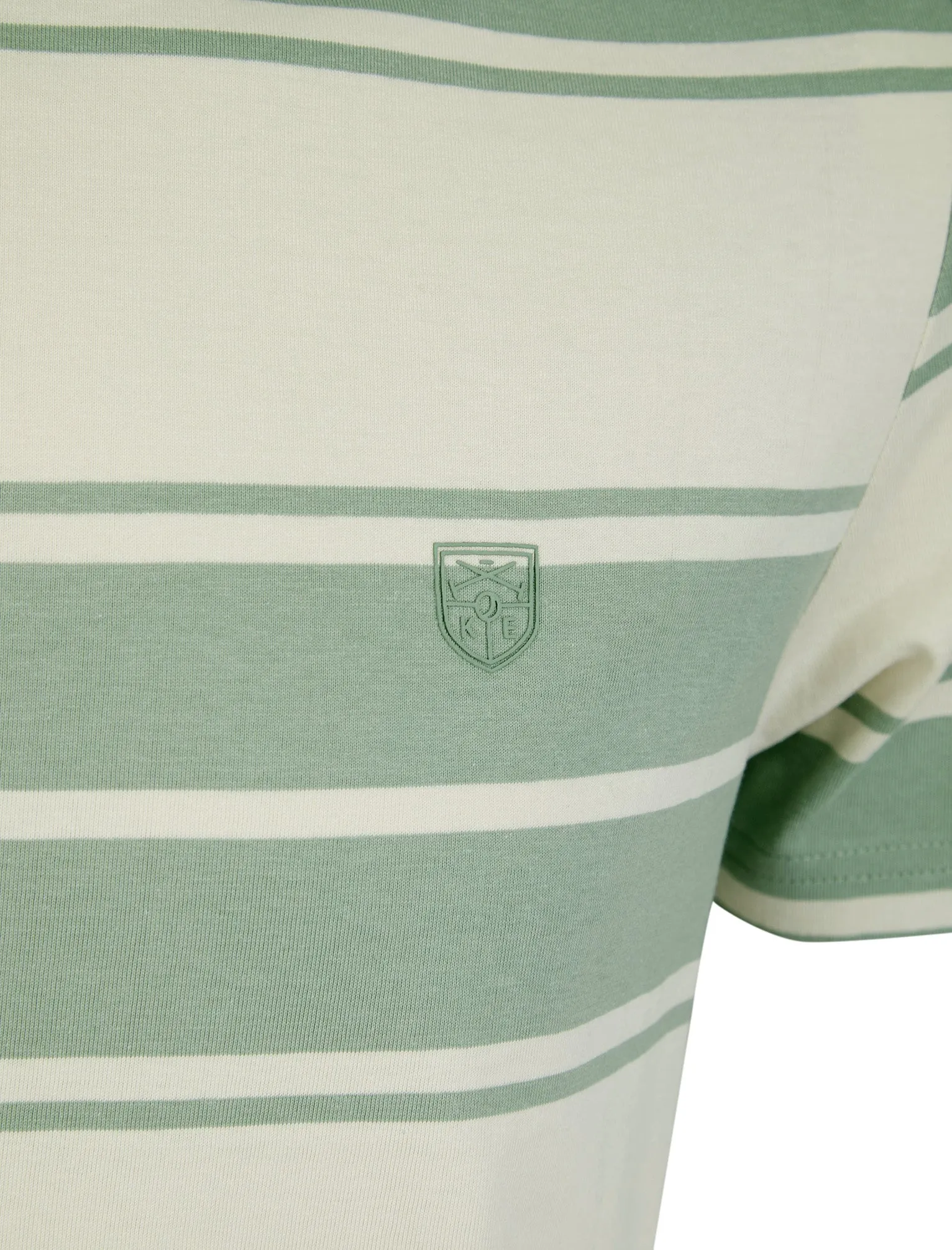 Whitecross Striped Cotton Jersey Crew Neck T-Shirt in Green Milieu - Kensington Eastside sold by Tokyo Laundry product image thumbnail 3