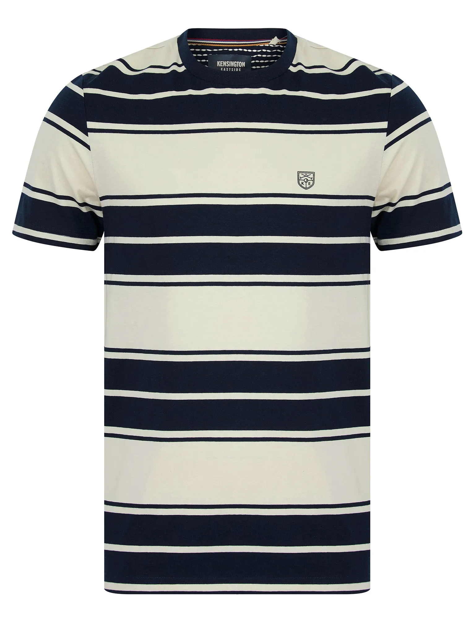 Whitecross Striped Cotton Jersey Crew Neck T-Shirt in Sky Captain Navy - Kensington Eastside sold by Tokyo Laundry