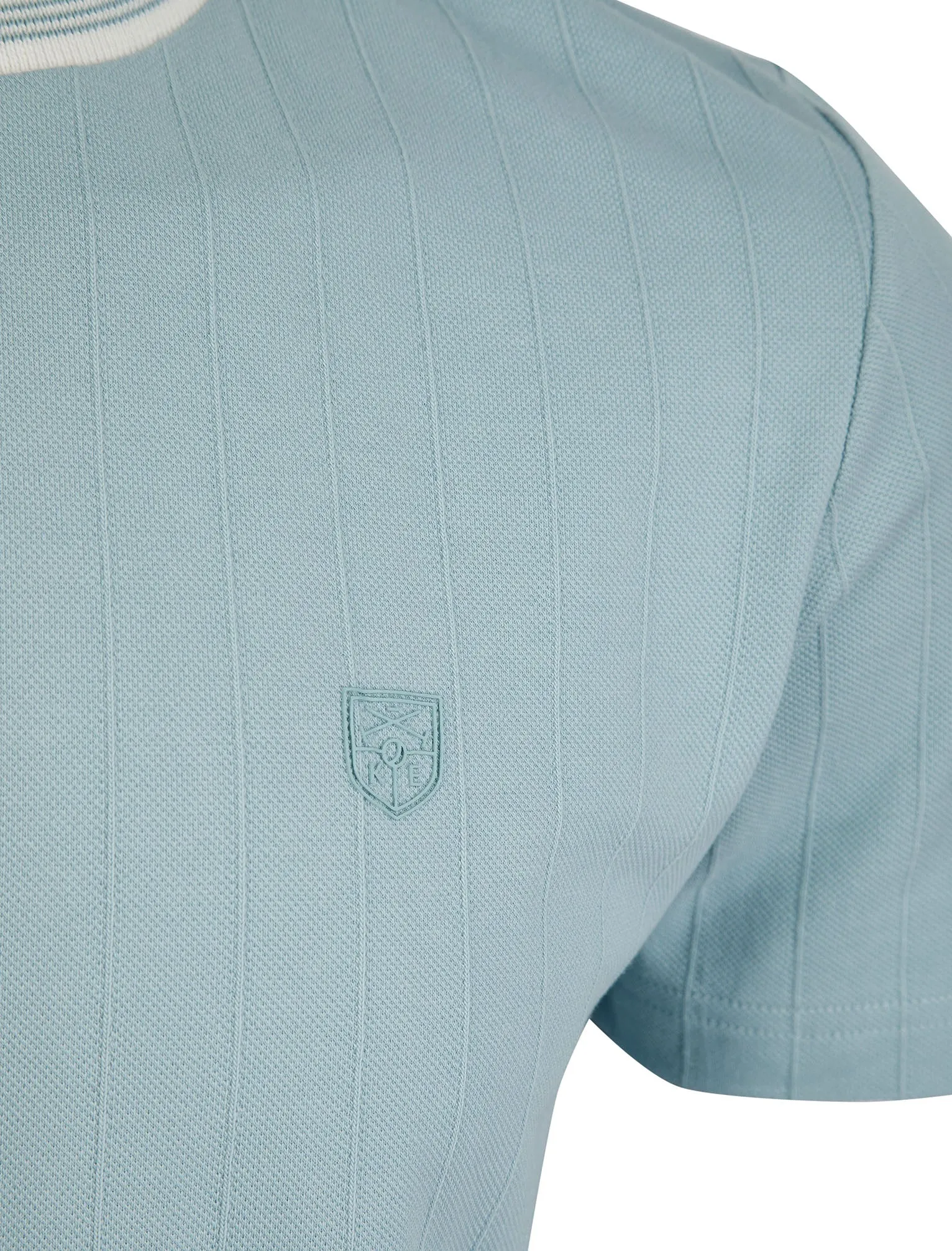 Windmill Stretch Cotton Pique Striped Crew Neck Ringer T-Shirt in Soft Chambray - Kensington Eastside sold by Tokyo Laundry product image thumbnail 3