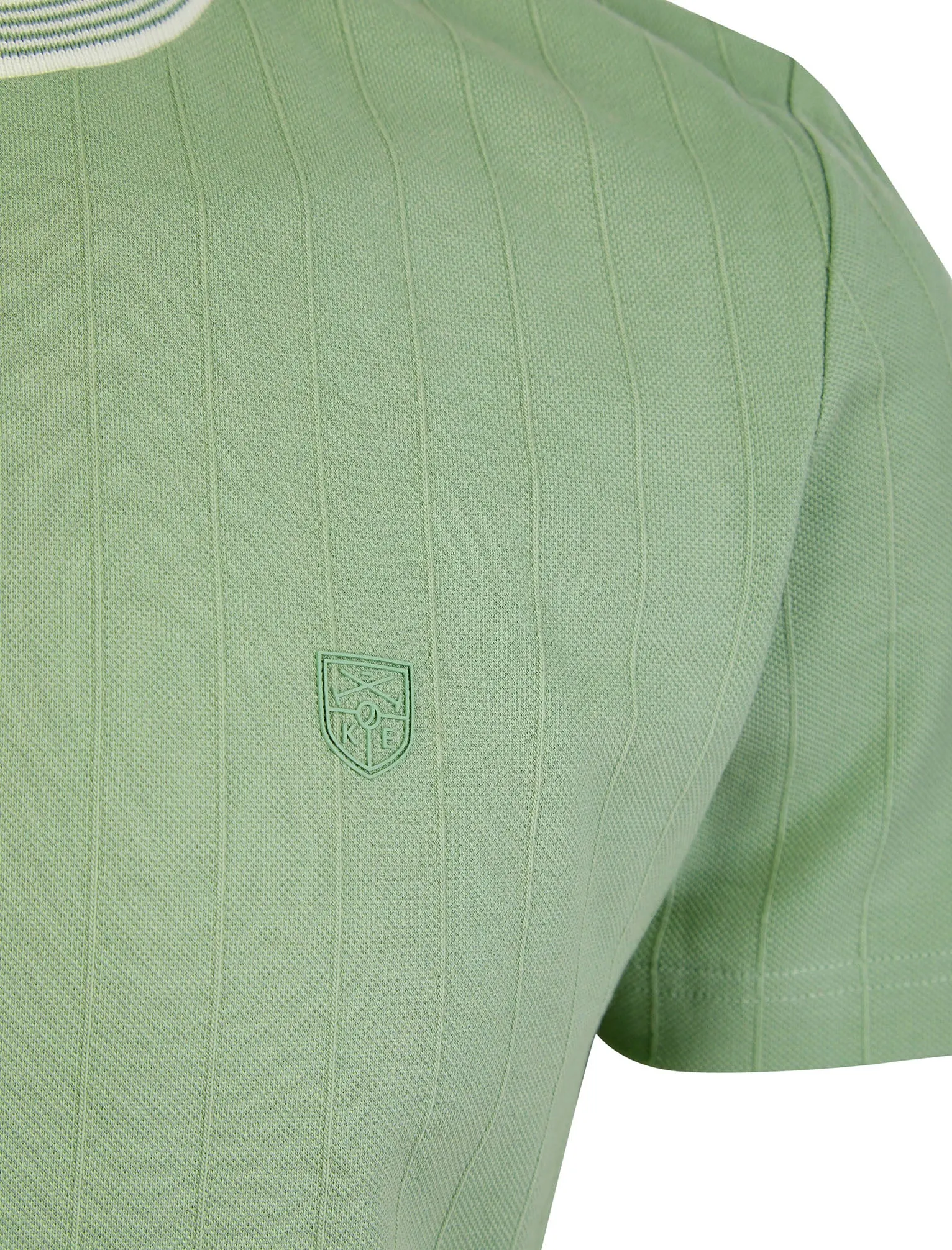 Windmill Stretch Cotton Pique Striped Crew Neck Ringer T-Shirt in Green Milieu - Kensington Eastside sold by Tokyo Laundry product image thumbnail 3