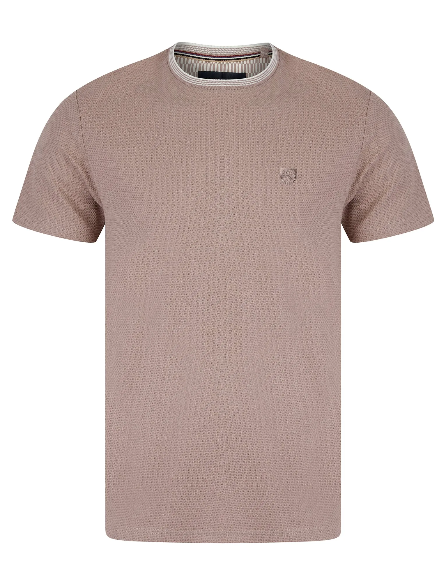 Winkley Cotton Rich Bubble Weave Texture Crew Neck Ringer T-Shirt in Blush Pink - Kensington Eastside sold by Tokyo Laundry