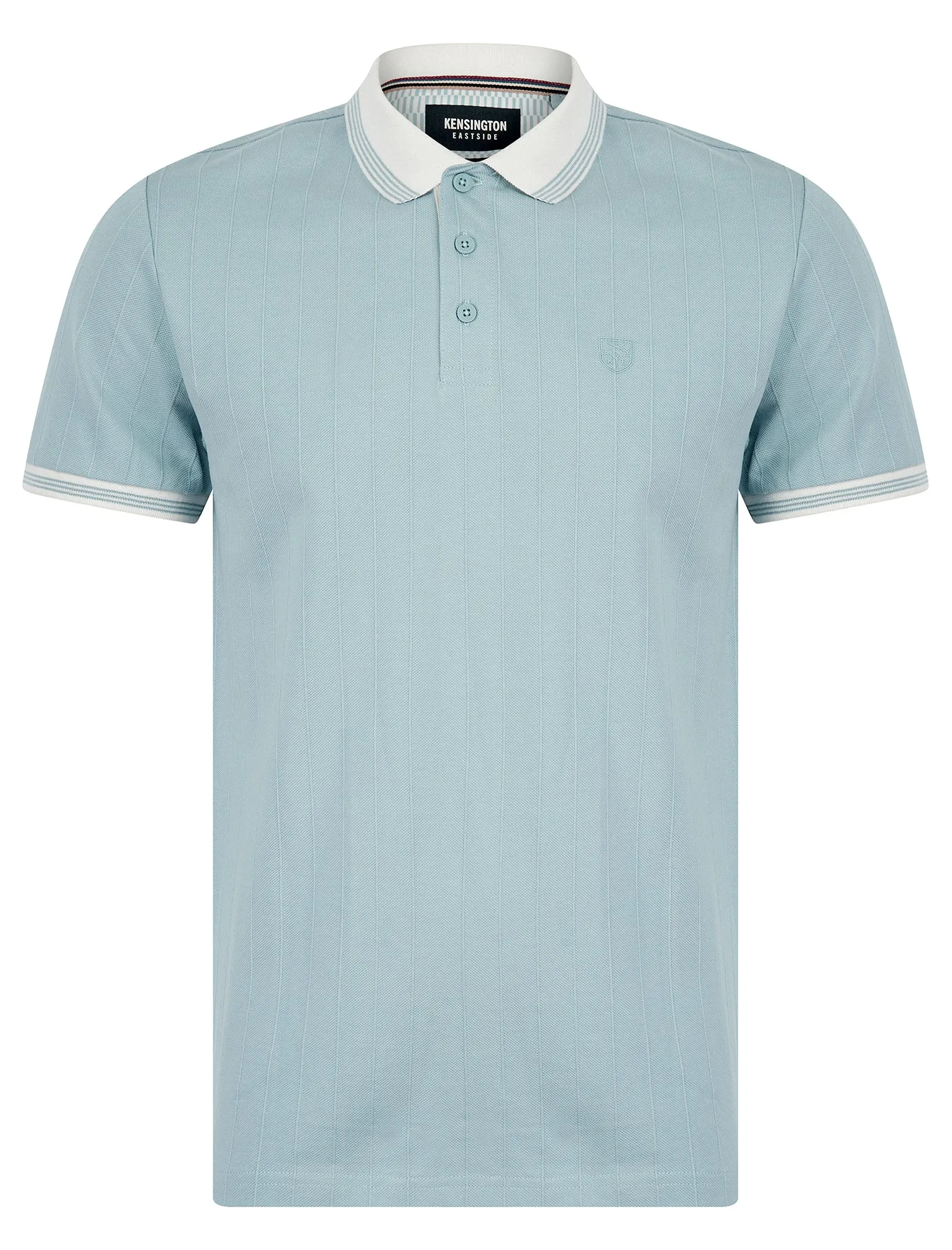 Woodman Stretch Cotton Pique Stripe Polo Shirt in Soft Chambray - Kensington Eastside sold by Tokyo Laundry