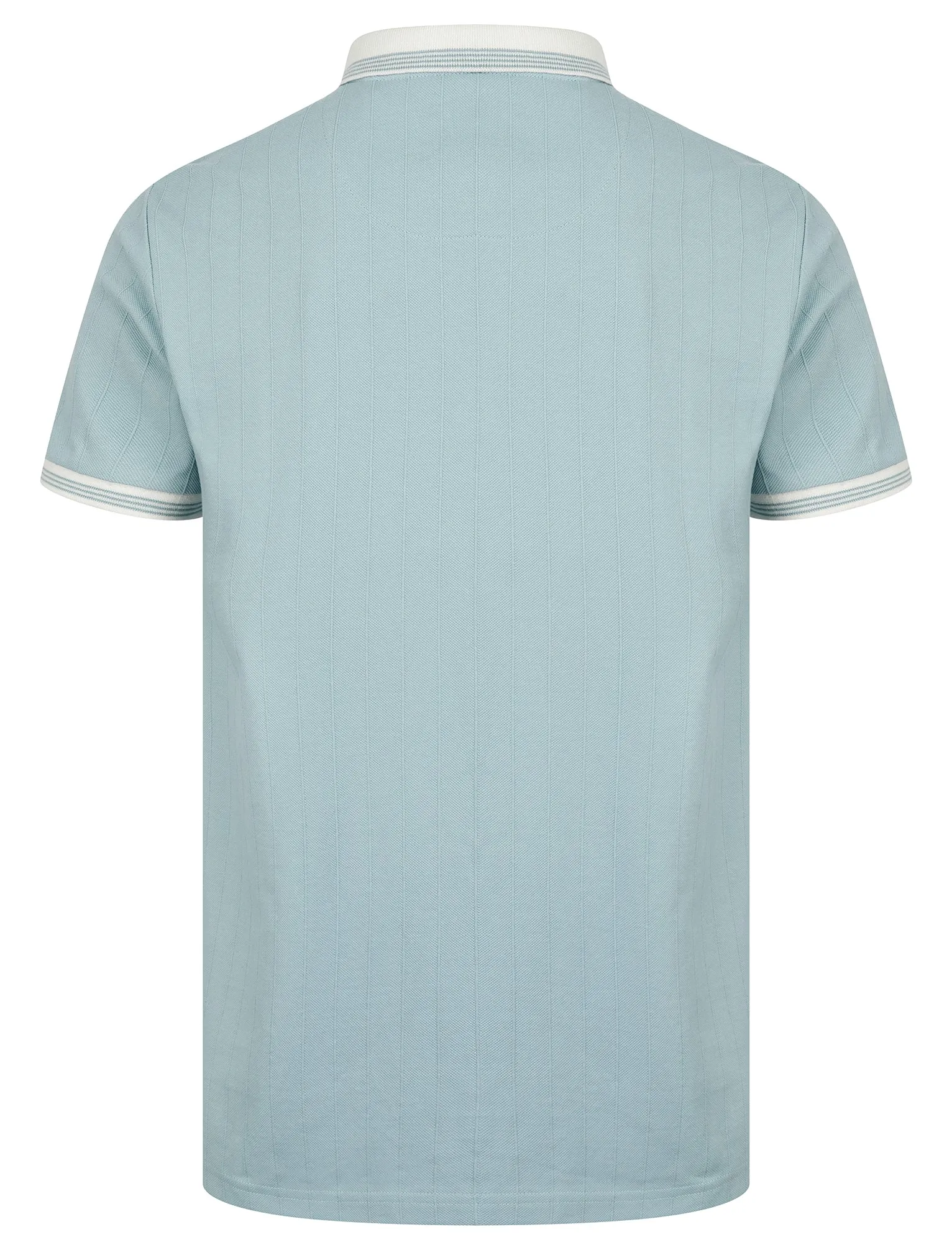 Woodman Stretch Cotton Pique Stripe Polo Shirt in Soft Chambray - Kensington Eastside sold by Tokyo Laundry product image thumbnail 2