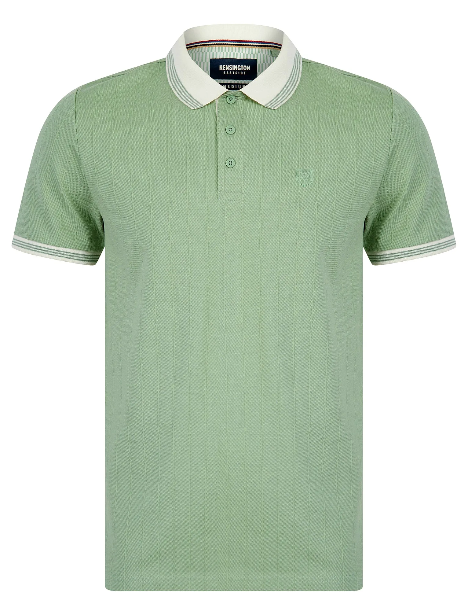 Woodman Stretch Cotton Pique Stripe Polo Shirt in Green Milieu - Kensington Eastside sold by Tokyo Laundry