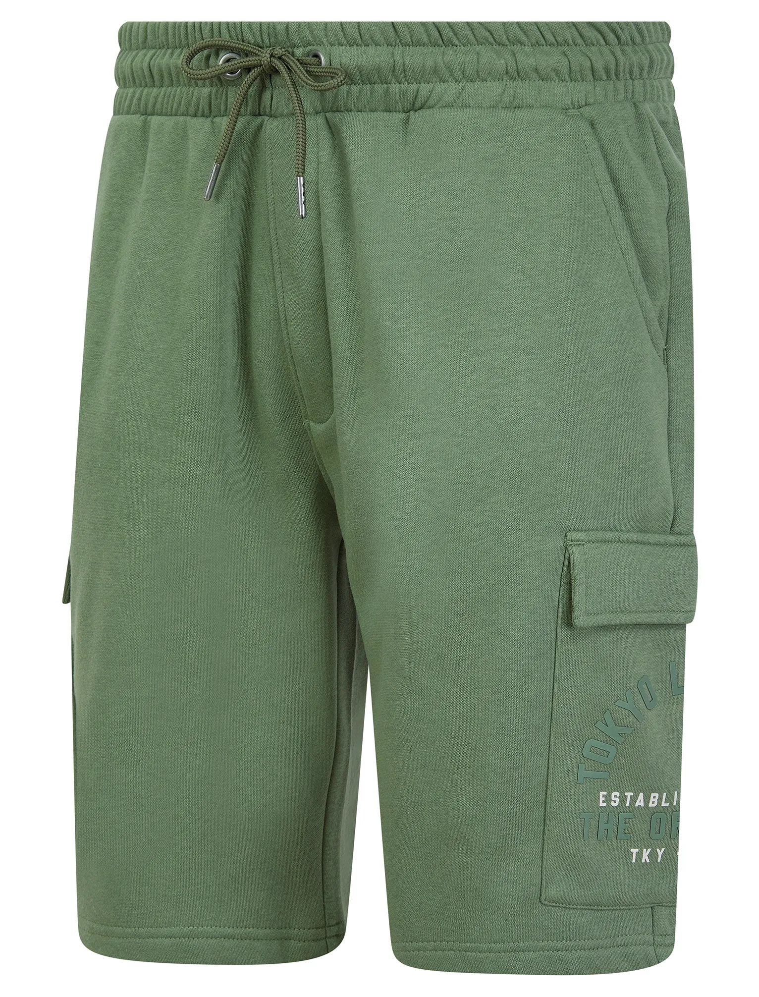 Lewes Multi-Pocket Brushback Fleece Jogger Cargo Shorts in Sea Spray Green - Tokyo Laundry sold by Tokyo Laundry