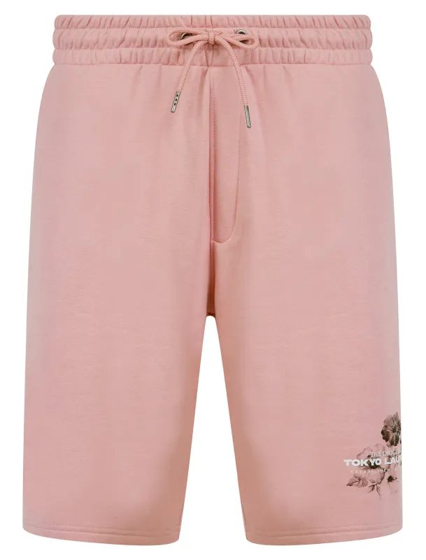 Redact Graphic Motif Brushback Fleece Jogger Shorts in Zephyr Rose - Tokyo Laundry sold by Tokyo Laundry