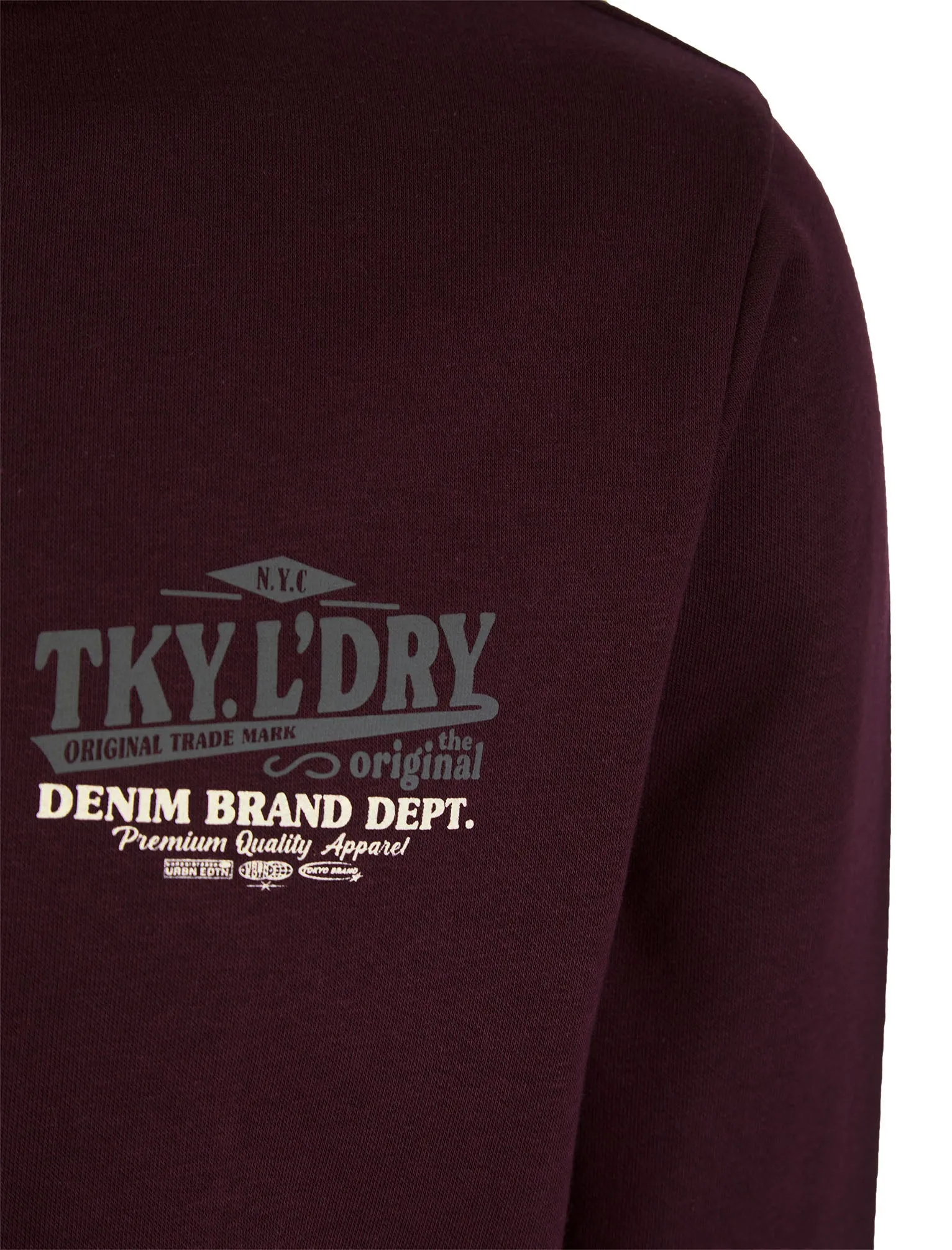 Marland Graphic Motif Brushback Fleece Pullover Hoodie with Back Print in Winetasting - Tokyo Laundry sold by Tokyo Laundry product image thumbnail 4