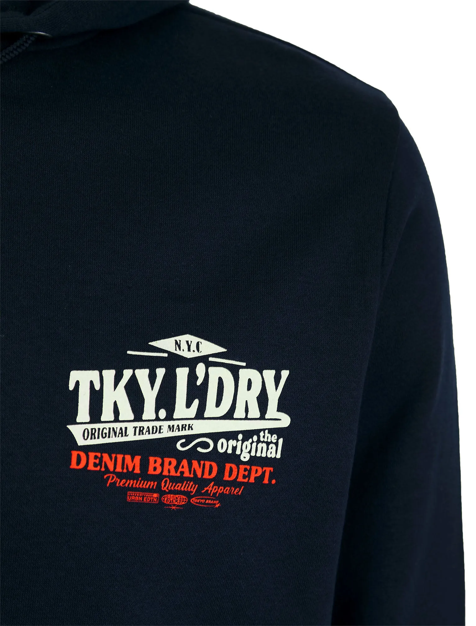 Marland Graphic Motif Brushback Fleece Pullover Hoodie with Back Print in Sky Captain Navy - Tokyo Laundry sold by Tokyo Laundry product image thumbnail 4