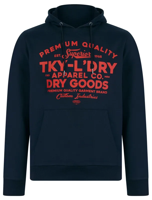 Skelton Graphic Motif Brushback Fleece Pullover Hoodie in Sky Captain Navy - Tokyo Laundry sold by Tokyo Laundry