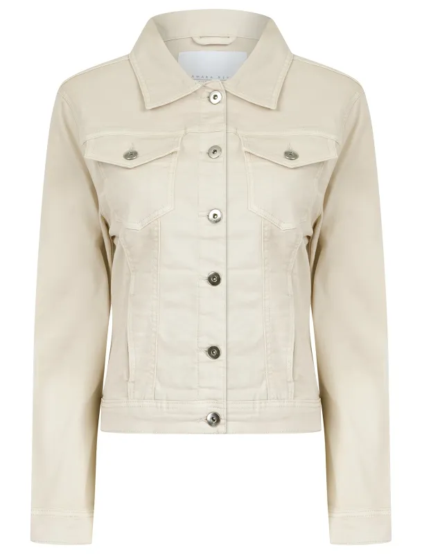 Feather Women's Stretch Cotton Denim Jacket in Ivory - Amara Reya sold by Tokyo Laundry
