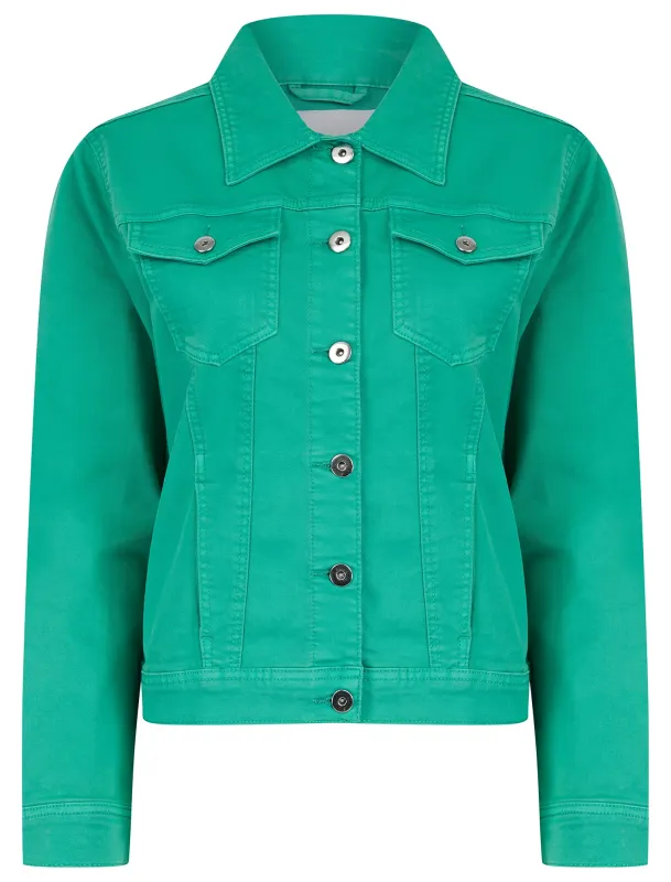 Feather Women's Stretch Cotton Denim Jacket in Ocean Green - Amara Reya sold by Tokyo Laundry