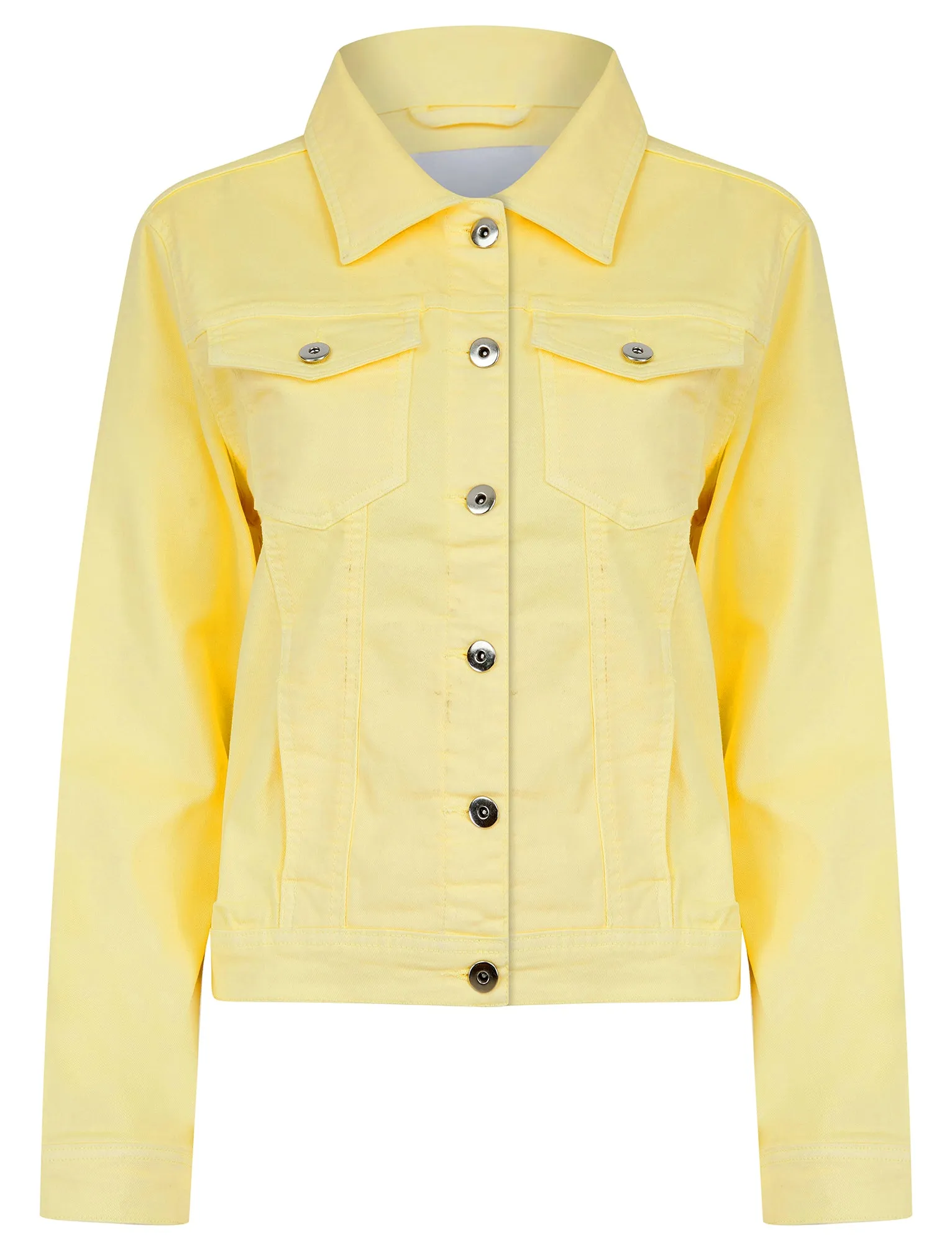 Feather Women's Stretch Cotton Denim Jacket in Pale Lemon - Amara Reya sold by Tokyo Laundry