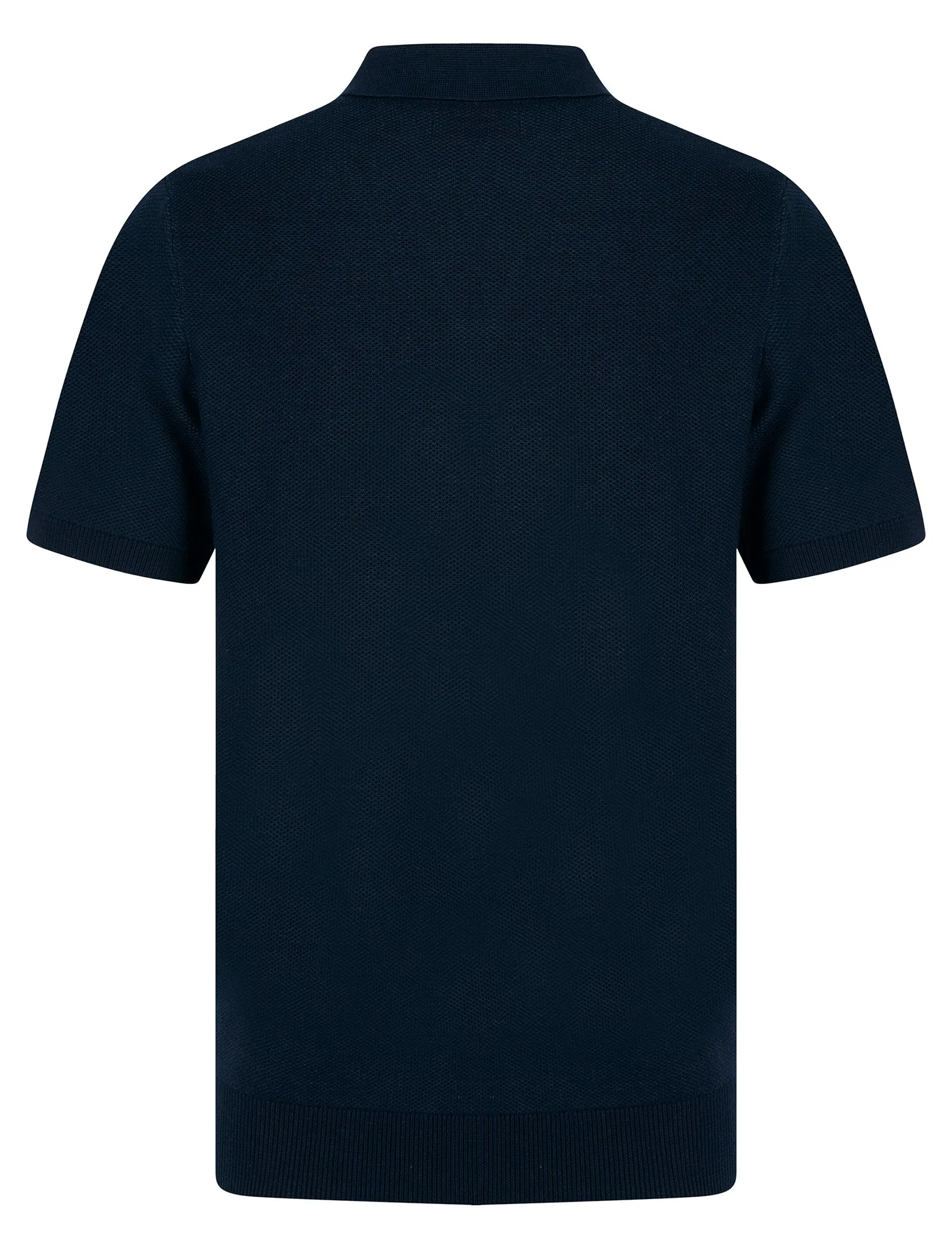 Goodwins Textured Weave Knitted Cotton Open Collar Polo Shirt in Evening Dusk - Kensington Eastside sold by Tokyo Laundry product image thumbnail 2