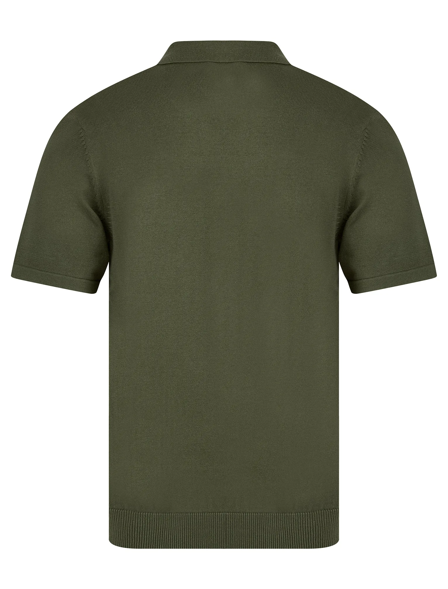 Harvers Knitted Cotton Textured Stripe Polo Shirt with Zip Fasten Collar in Khaki - Kensington Eastside sold by Tokyo Laundry product image thumbnail 2