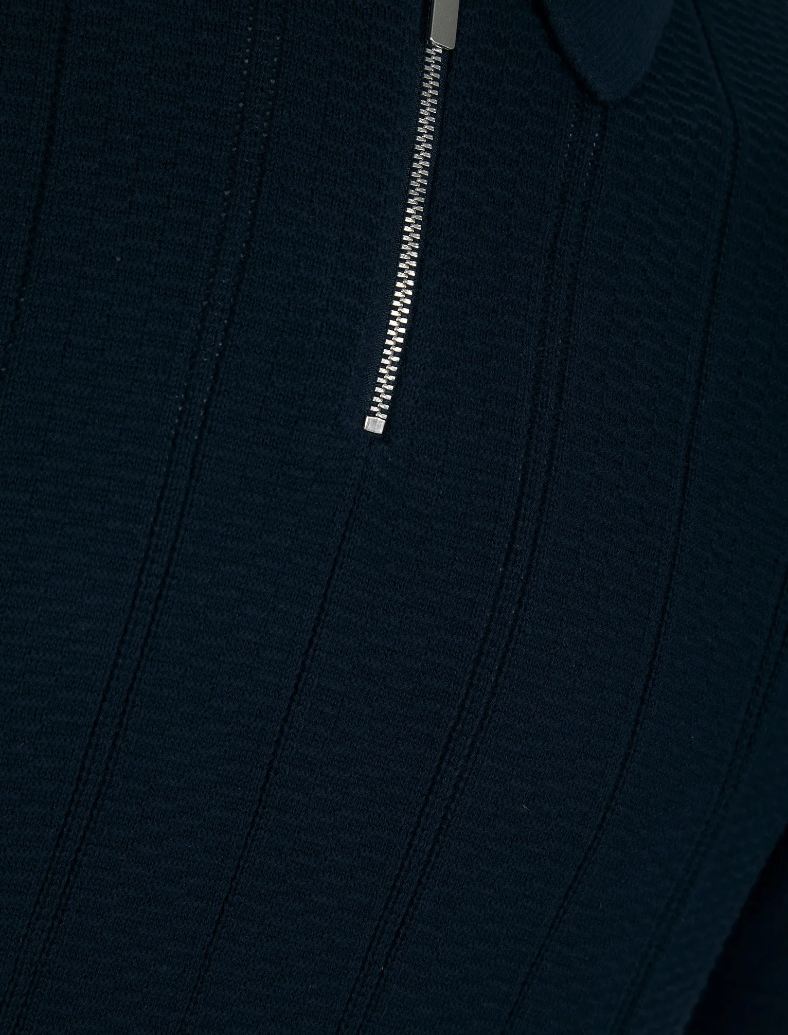 Harvers Knitted Cotton Textured Stripe Polo Shirt with Zip Fasten Collar in Evening Dusk - Kensington Eastside sold by Tokyo Laundry product image thumbnail 3