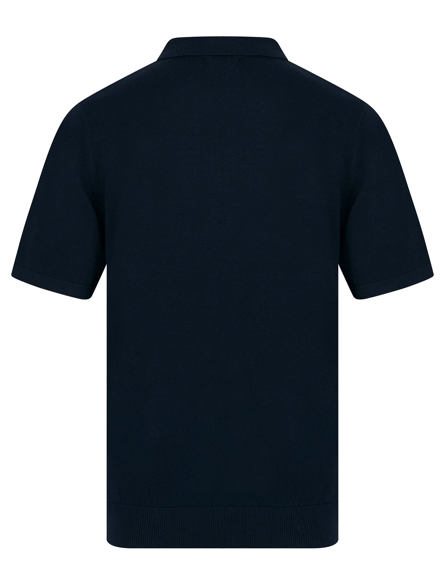 Harvers Knitted Cotton Textured Stripe Polo Shirt with Zip Fasten Collar in Evening Dusk - Kensington Eastside sold by Tokyo Laundry product image thumbnail 2