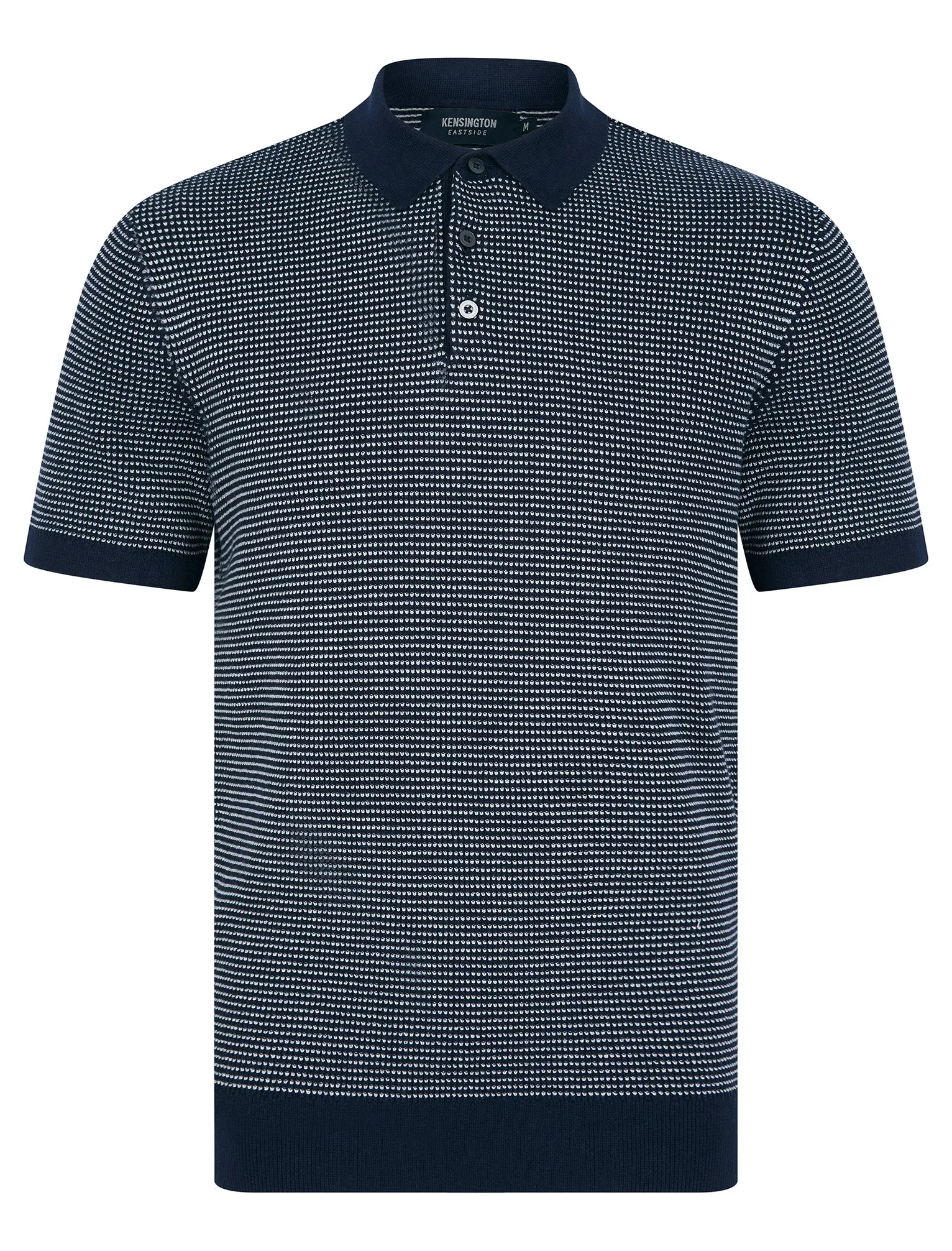 Ings Textured Birds-Eye Weave Knitted Cotton Polo Shirt in Evening Dusk - Kensington Eastside sold by Tokyo Laundry