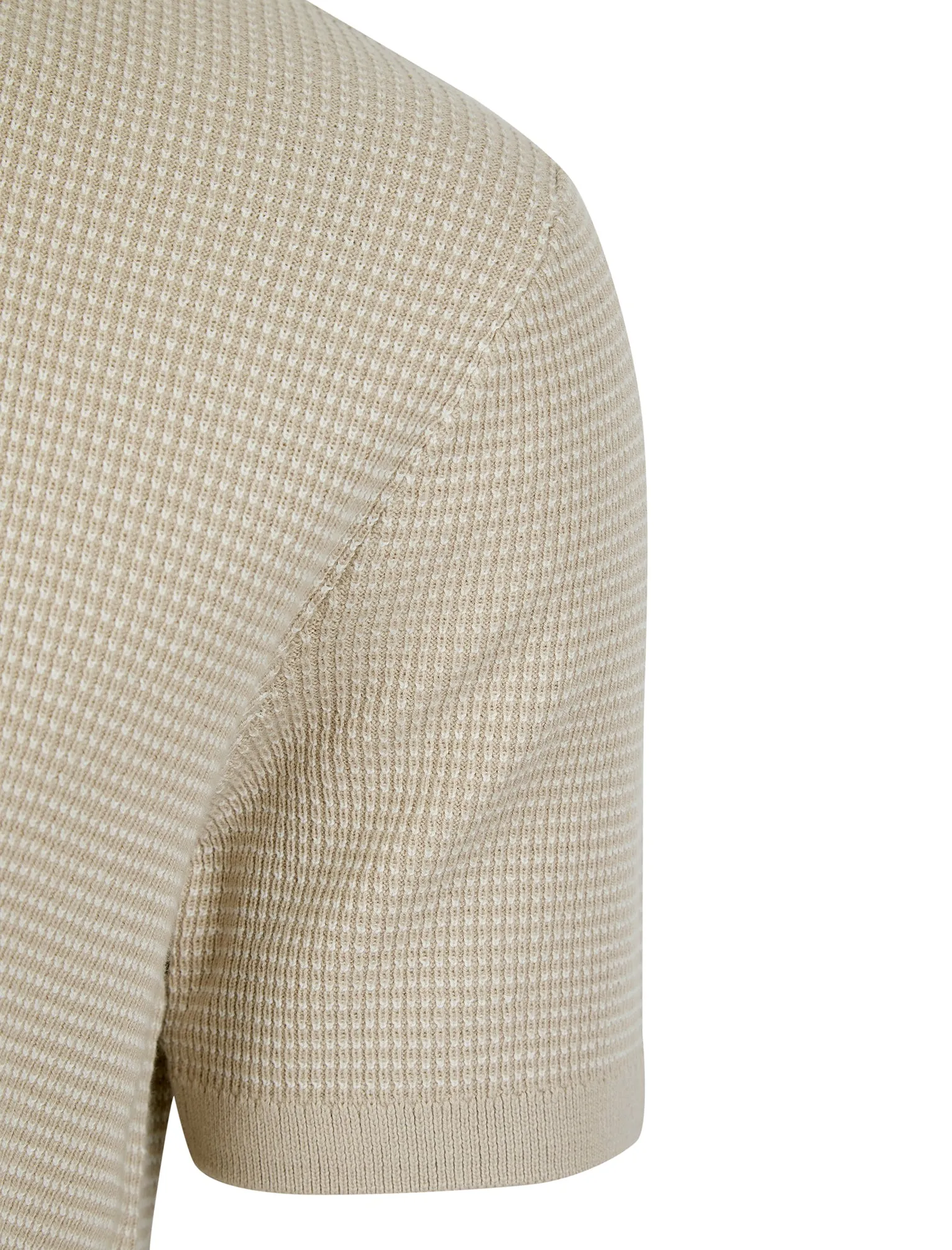 Ings Textured Birds-Eye Weave Knitted Cotton Polo Shirt in Stone - Kensington Eastside sold by Tokyo Laundry product image thumbnail 3