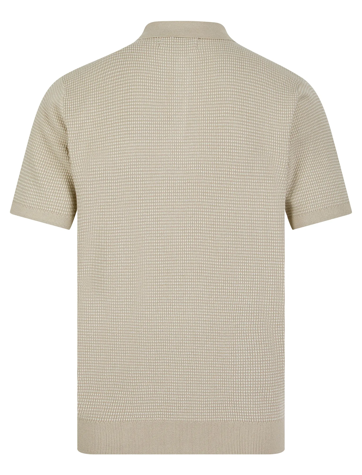 Ings Textured Birds-Eye Weave Knitted Cotton Polo Shirt in Stone - Kensington Eastside sold by Tokyo Laundry product image thumbnail 2