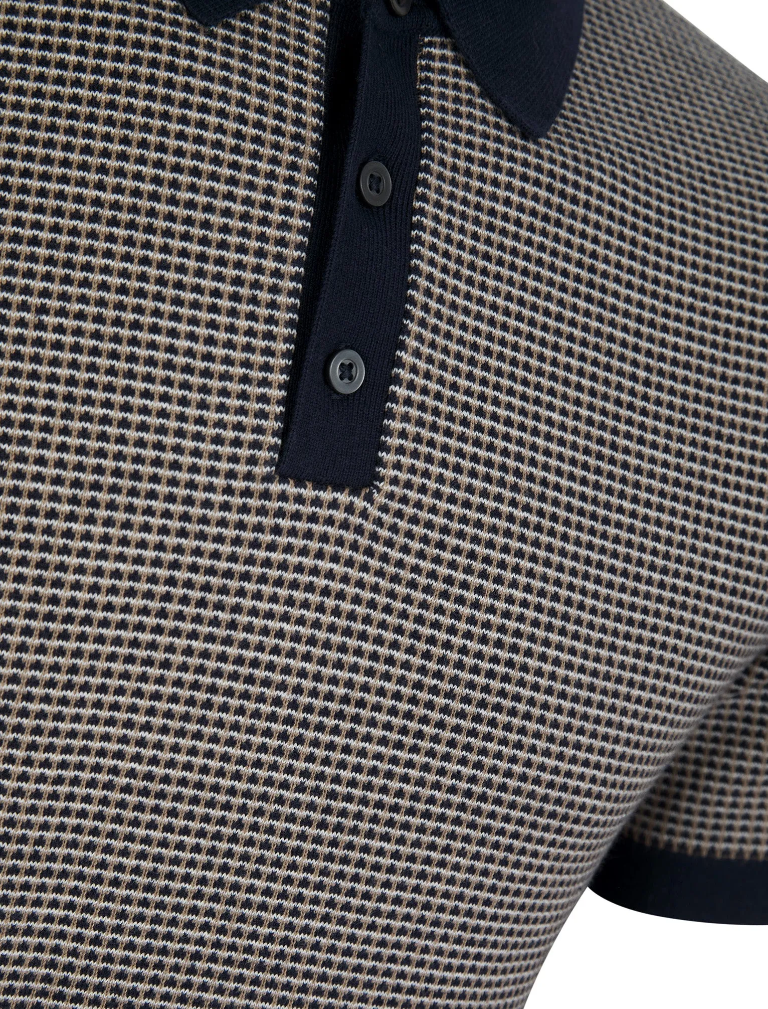 Sear Textured Jacquard Weave Knitted Cotton Polo Shirt in Evening Dusk - Kensington Eastside sold by Tokyo Laundry product image thumbnail 3