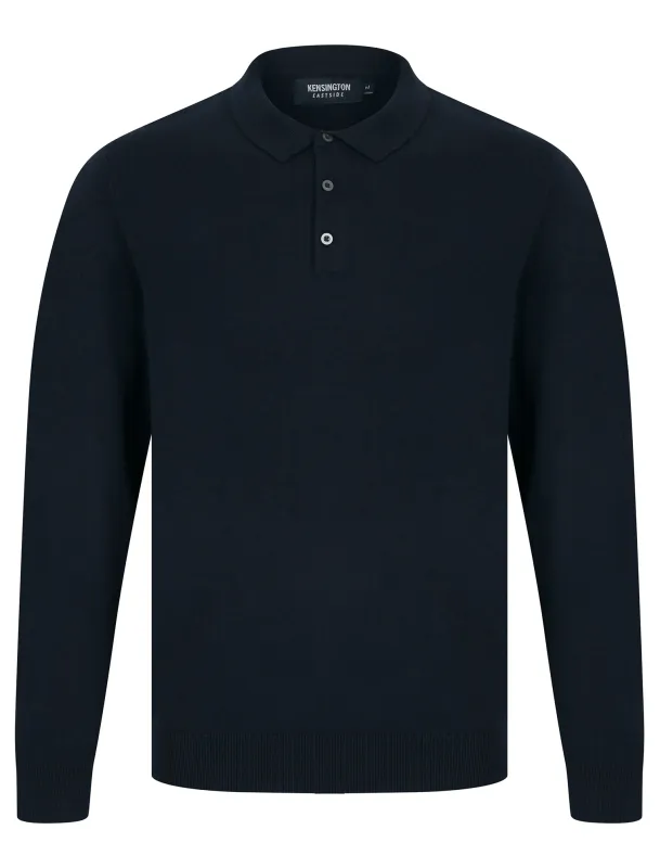 Bokinni Long Sleeve Knitted Cotton Polo Shirt in Ink - Kensington Eastside sold by Tokyo Laundry