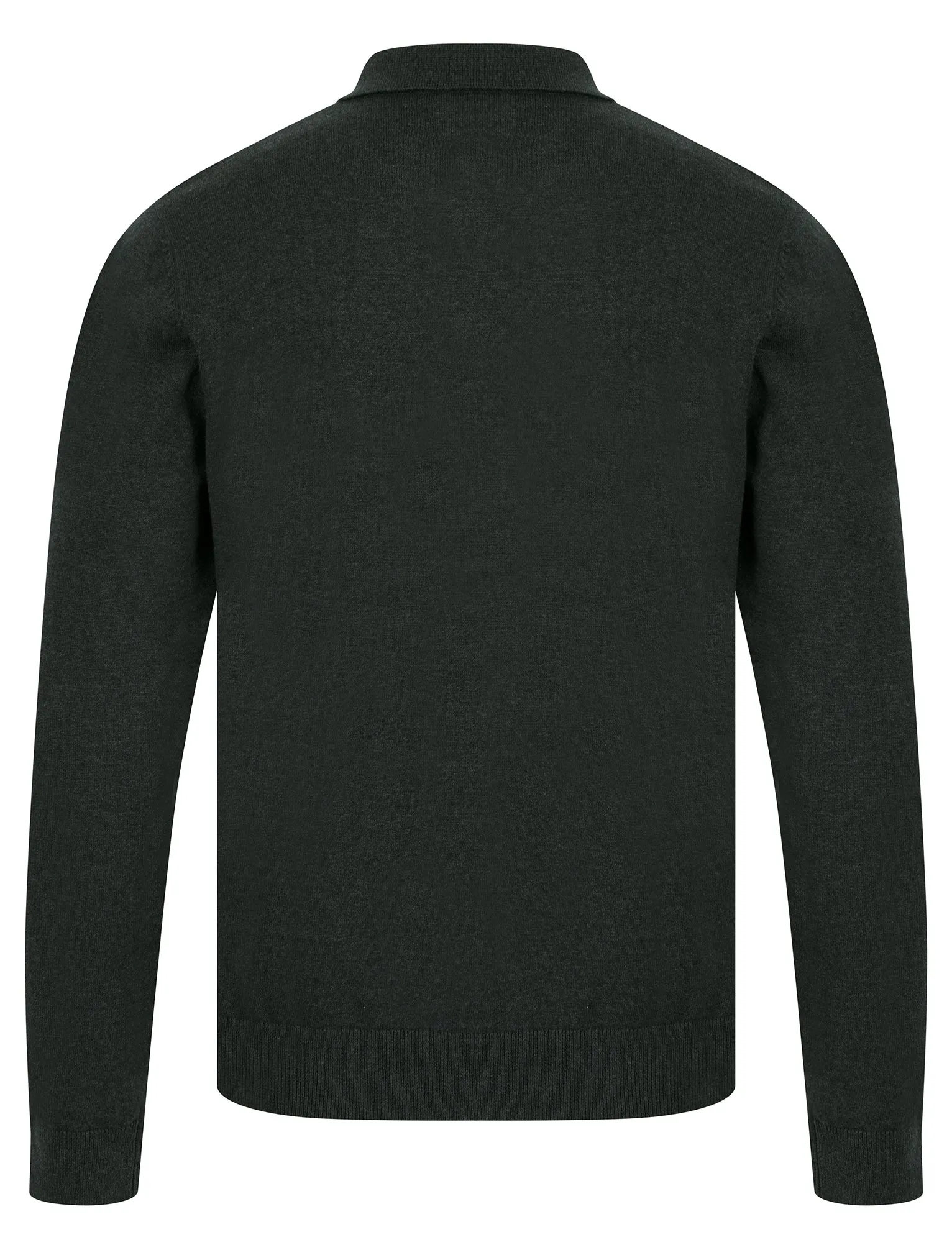 Wrubel Long Sleeve Knitted Cotton Textured Pointelle Stitch Polo Shirt in Charcoal Marl - Kensington Eastside sold by Tokyo Laundry product image thumbnail 2