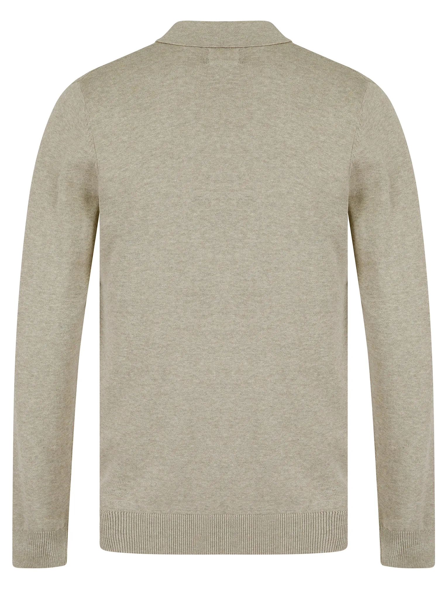 Bowditch Long Sleeve Knitted Cotton Textured Stripe Polo Shirt with Zip Fasten Collar in Stone Marl - Kensington Eastside sold by Tokyo Laundry product image thumbnail 2