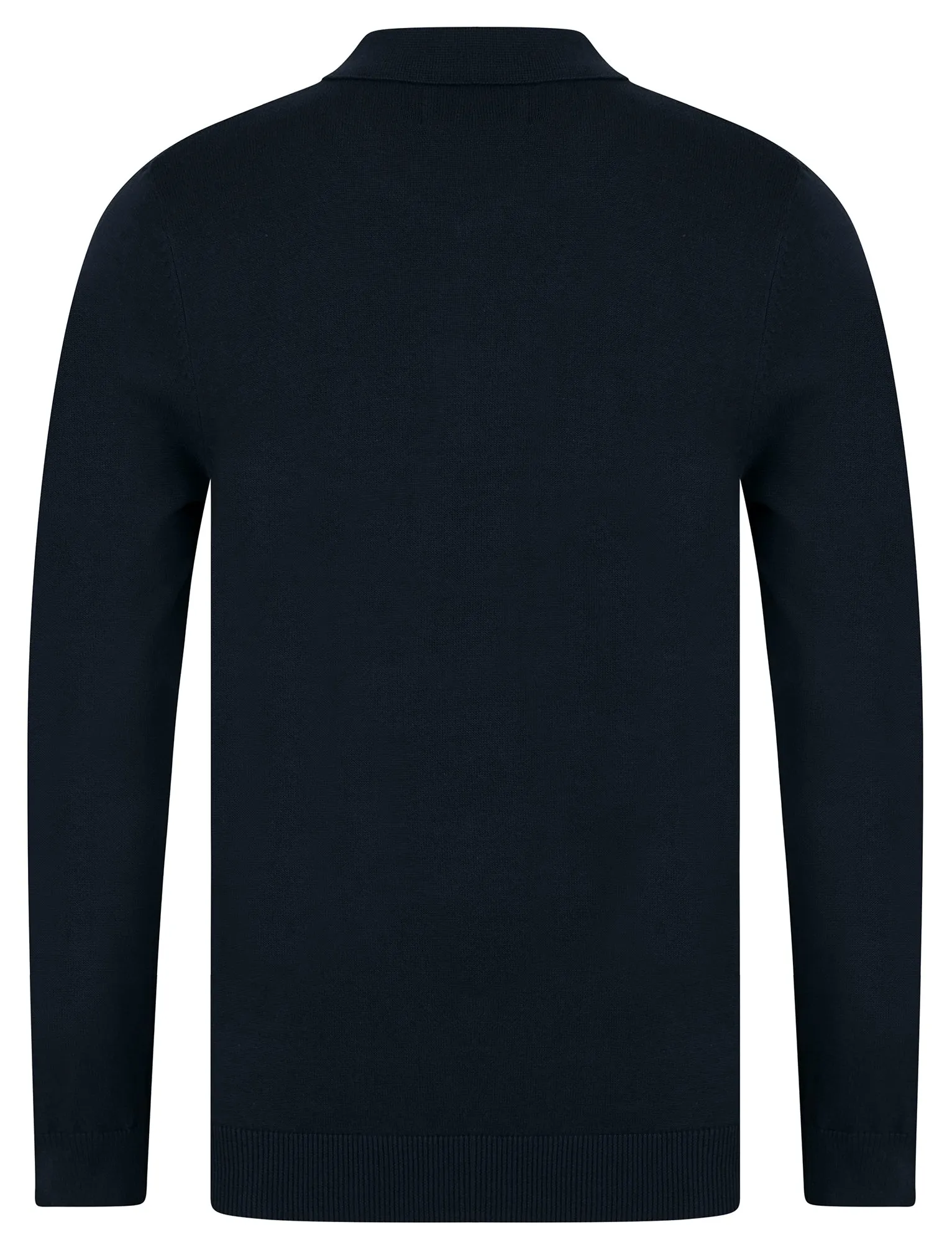 Bowditch Long Sleeve Knitted Cotton Textured Stripe Polo Shirt with Zip Fasten Collar in Ink - Kensington Eastside sold by Tokyo Laundry product image thumbnail 2