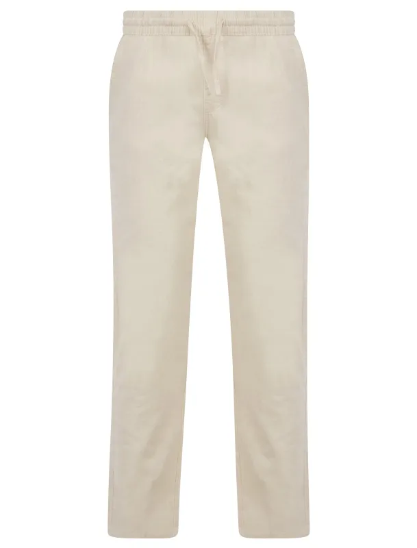 Renn Cotton Linen Comfort Fit Elasticated Waist Trousers in Natural - Tokyo Laundry sold by Tokyo Laundry
