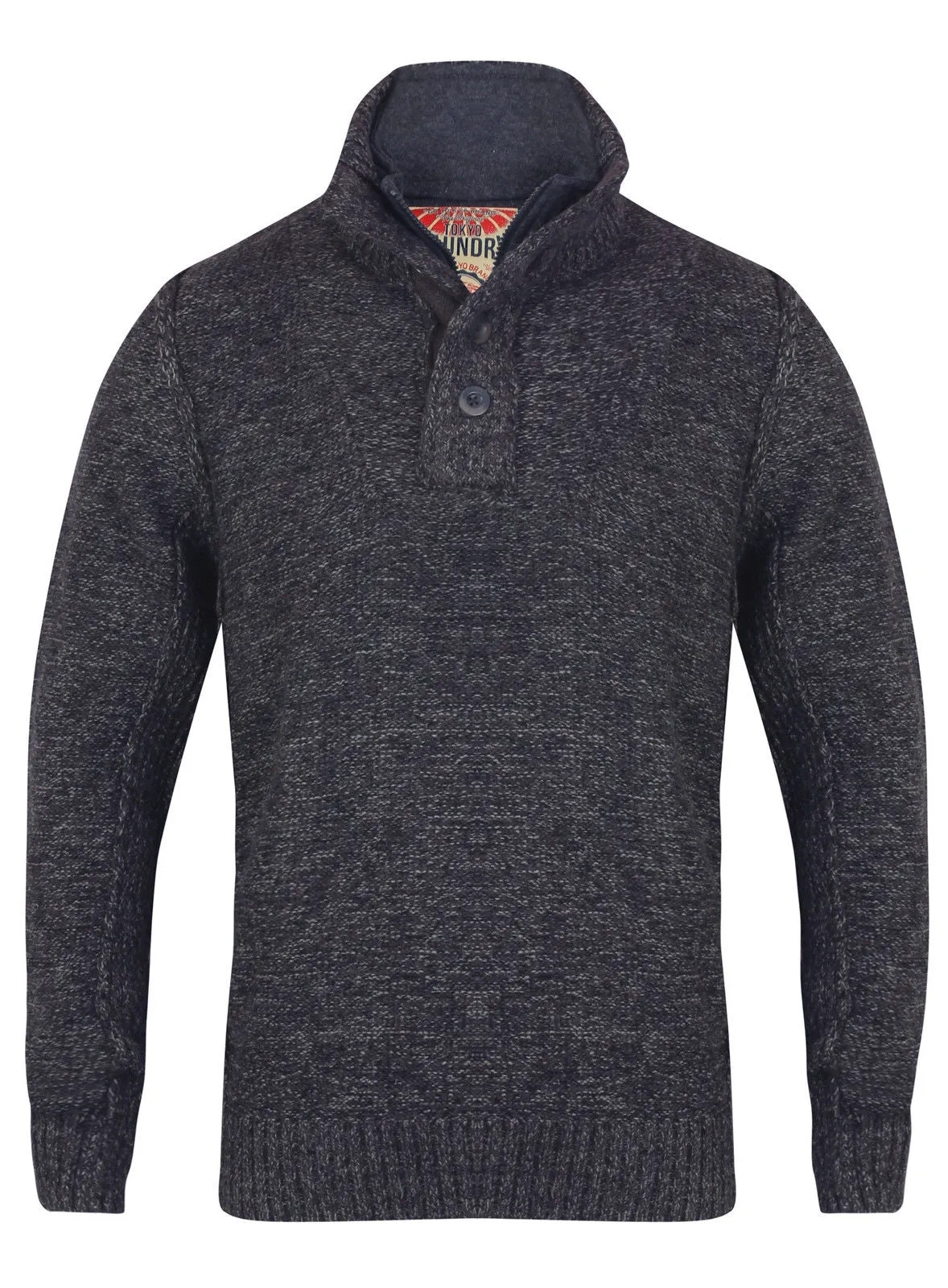 Jerome Funnel Neck Wool Blend Knitted Jumper in Navy Twist - Tokyo Laundry sold by Tokyo Laundry