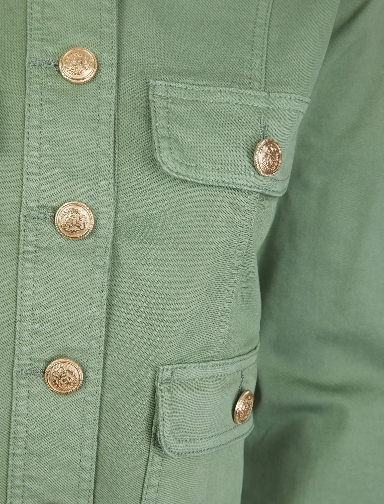 Morlich Women's Stretch Cotton Collarless Denim Jacket in Sage Green - Amara Reya sold by Tokyo Laundry product image thumbnail 3