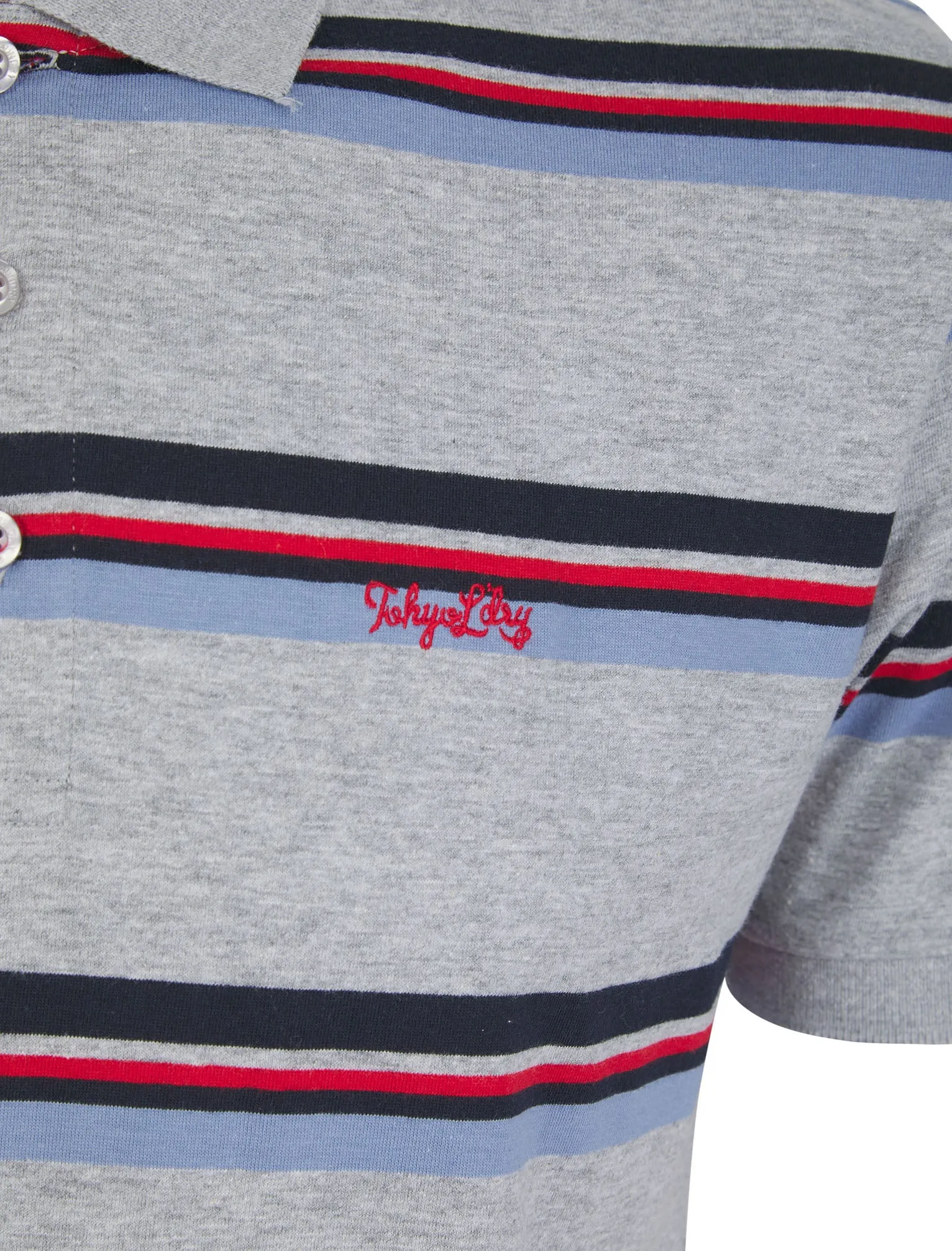 Haydin Yarn Dyed Stripe Cotton Pique Polo Shirt in Light Grey Marl - Tokyo Laundry sold by Tokyo Laundry product image thumbnail 3