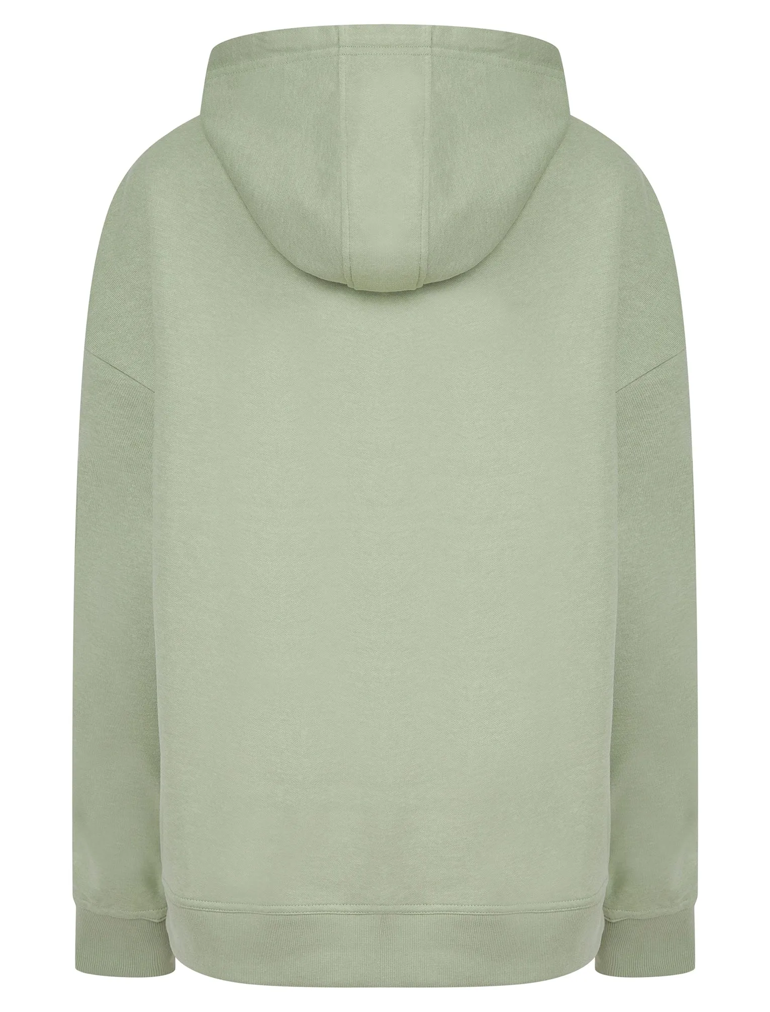 Script Plain Long Line Oversize Drop Shoulder Crew Neck Brushback Fleece Hooded Sweatshirt in Sage Green - Amara Reya sold by Tokyo Laundry product image thumbnail 2