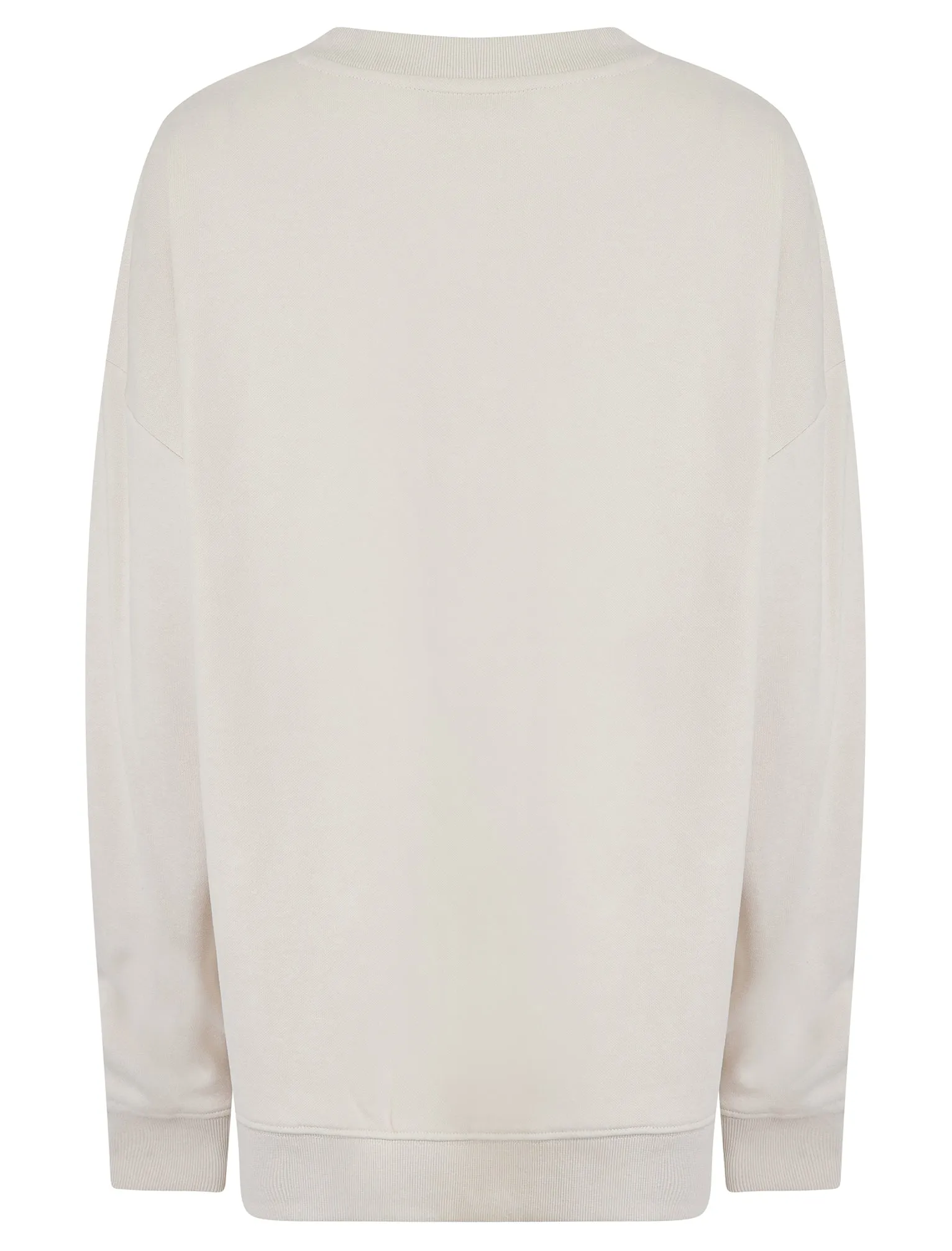 Kelster Plain Long Line Oversize Drop Shoulder Crew Neck Brushback Fleece Sweatshirt in Ivory - Amara Reya sold by Tokyo Laundry product image thumbnail 2