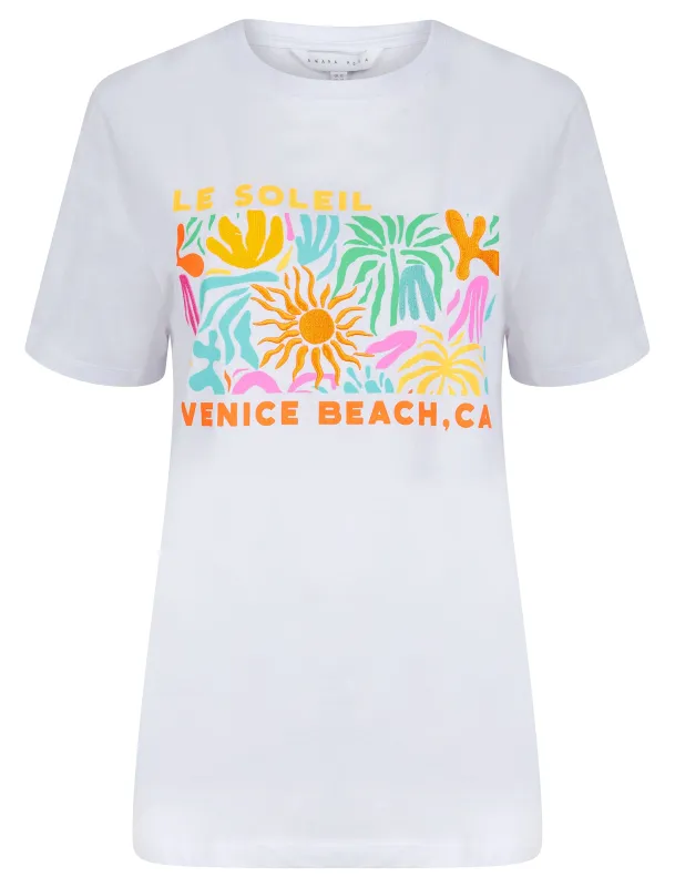 Marta Graphic Motif Cotton Jersey Crew Neck T-Shirt in Optic White - Amara Reya sold by Tokyo Laundry