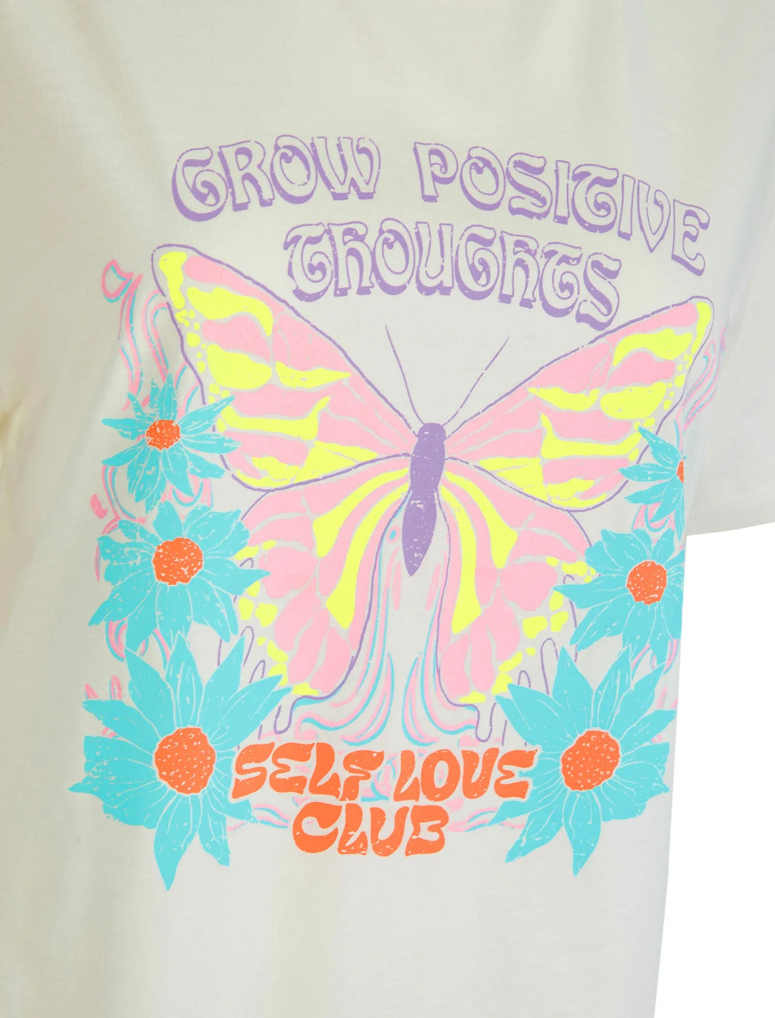 Butterfly Graphic Motif Cotton Jersey Crew Neck T-Shirt in Cream - Weekend Vibes sold by Tokyo Laundry product image thumbnail 3