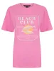 Sardine Graphic Motif Cotton Jersey Crew Neck T-Shirt in Pink Cosmos - Weekend Vibes sold by Tokyo Laundry