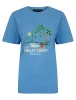 Amalfi Graphic Motif Cotton Jersey Crew Neck T-Shirt in Hydrangea Blue - Weekend Vibes sold by Tokyo Laundry