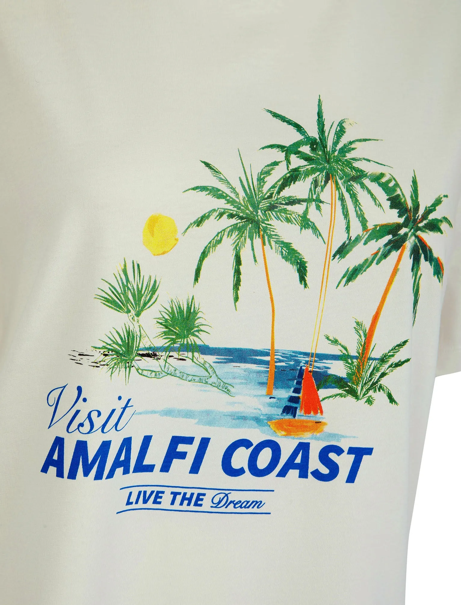 Amalfi Graphic Motif Cotton Jersey Crew Neck T-Shirt in Cream - Weekend Vibes sold by Tokyo Laundry product image thumbnail 3